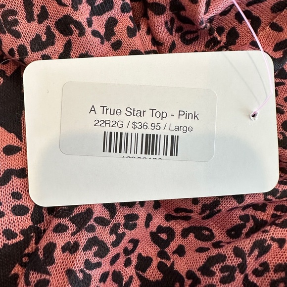 Pink Dolman Long Sleeve Top with Black Stars - Picture 6 of 8